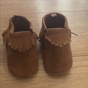 Brown Fringe Kids Moccasins